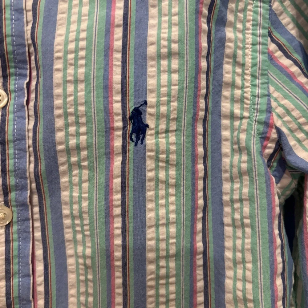 Ralph Lauren Seersucker Plaid Boys Button Down